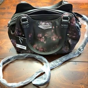 Simplyvera Vera Wang black blown floral satchel NWT
